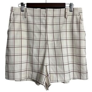 Anthropologie Mare Mare Emily shorts women's large ivory preppy plaid high waist